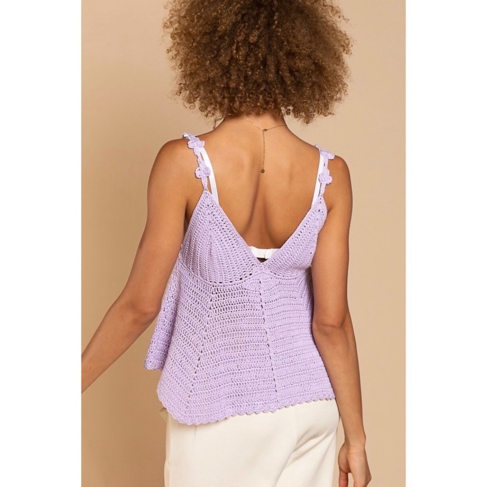 POL Lavender Sleeveless V Neck Knit Babydoll Top - Picture 6 of 11